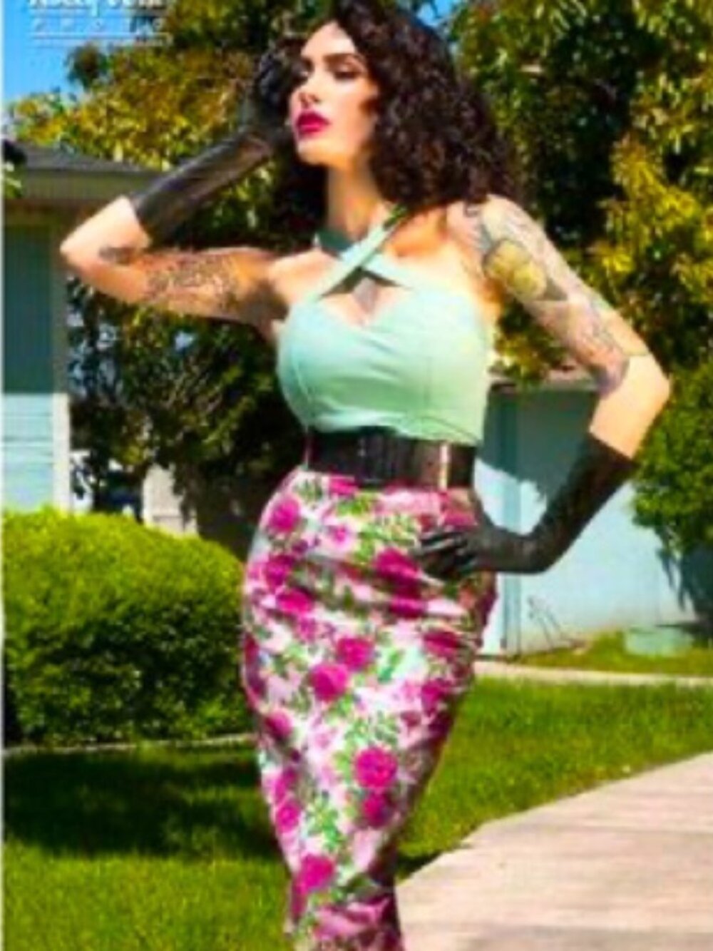 Deadly Dames pencil skirt, Baton Rouge print, Small, BNWT